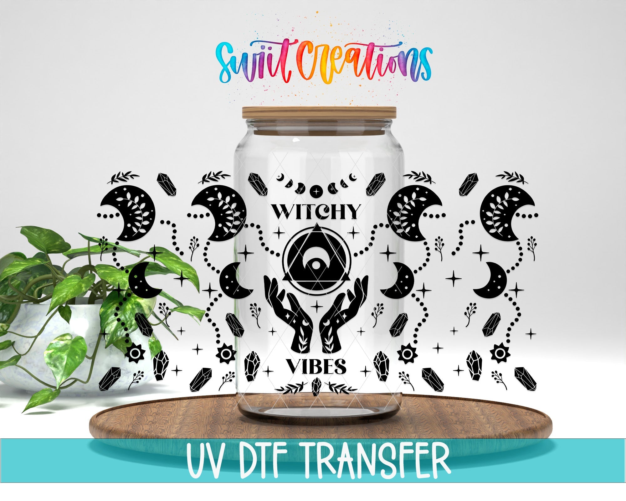Witchy Vibes Moon Phase UV DTF Transfer Tumbler Wrap | DTF022 - Swiit Creations
