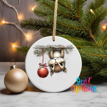 Woodland Sloth Hanging Ornament Christmas Ornament UV DTF Transfer | O-1869 - Swiit Creations
