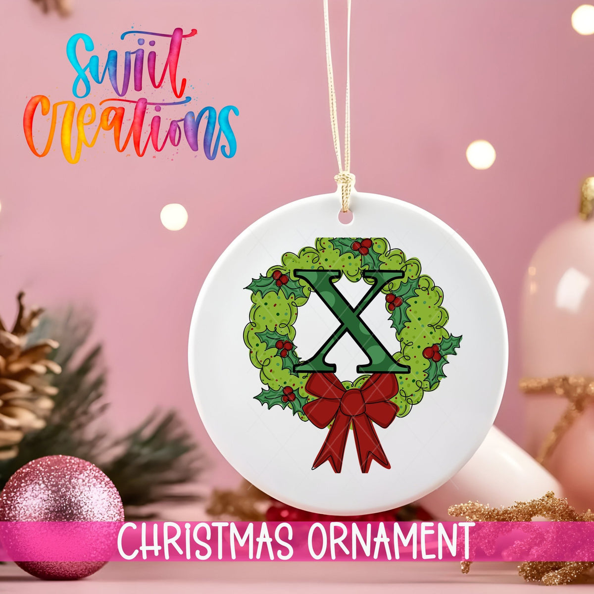 Wreath Christmas Personalized Christmas Ornament CFO09 - Swiit Creations