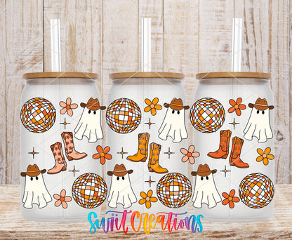 Yeehaw Ghosts UV DTF Transfer Tumbler Wrap | Disco Cowboy Halloween | DTF154 - Swiit Creations