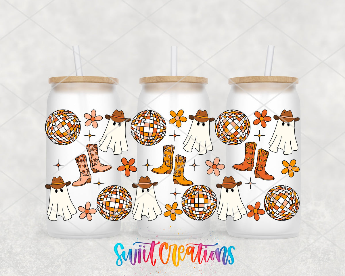 Yeehaw Ghosts UV DTF Transfer Tumbler Wrap | Disco Cowboy Halloween | DTF154 - Swiit Creations
