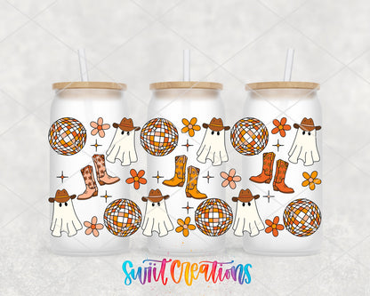Yeehaw Ghosts UV DTF Transfer Tumbler Wrap | Disco Cowboy Halloween | DTF154 - Swiit Creations
