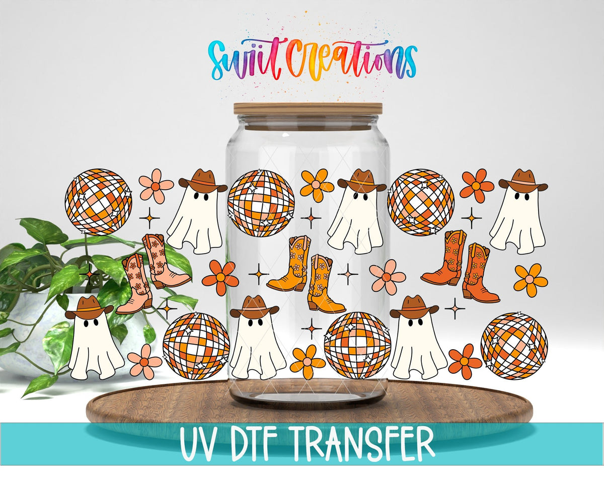Yeehaw Ghosts UV DTF Transfer Tumbler Wrap | Disco Cowboy Halloween | DTF154 - Swiit Creations