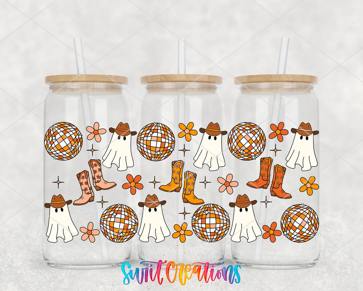 Yeehaw Ghosts UV DTF Transfer Tumbler Wrap | Disco Cowboy Halloween | DTF154 - Swiit Creations