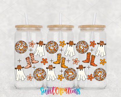 Yeehaw Ghosts UV DTF Transfer Tumbler Wrap | Disco Cowboy Halloween | DTF154 - Swiit Creations