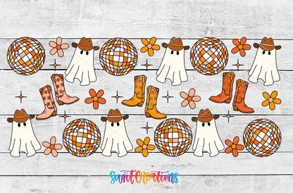 Yeehaw Ghosts UV DTF Transfer Tumbler Wrap | Disco Cowboy Halloween | DTF154 - Swiit Creations