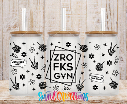 ZRO FKS GVN UV DTF Transfer Tumbler Wrap | Sarcastic Black White Checkered | DTF304 - Swiit Creations