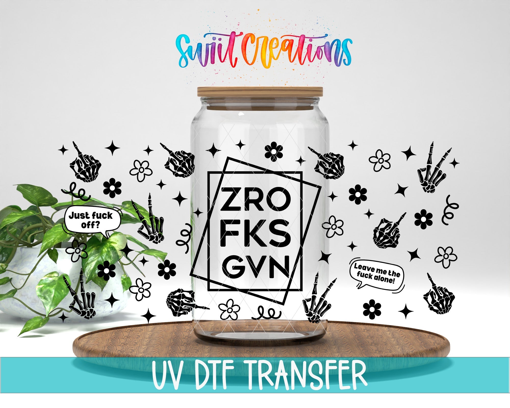 ZRO FKS GVN UV DTF Transfer Tumbler Wrap | Sarcastic Black White Checkered | DTF304 - Swiit Creations
