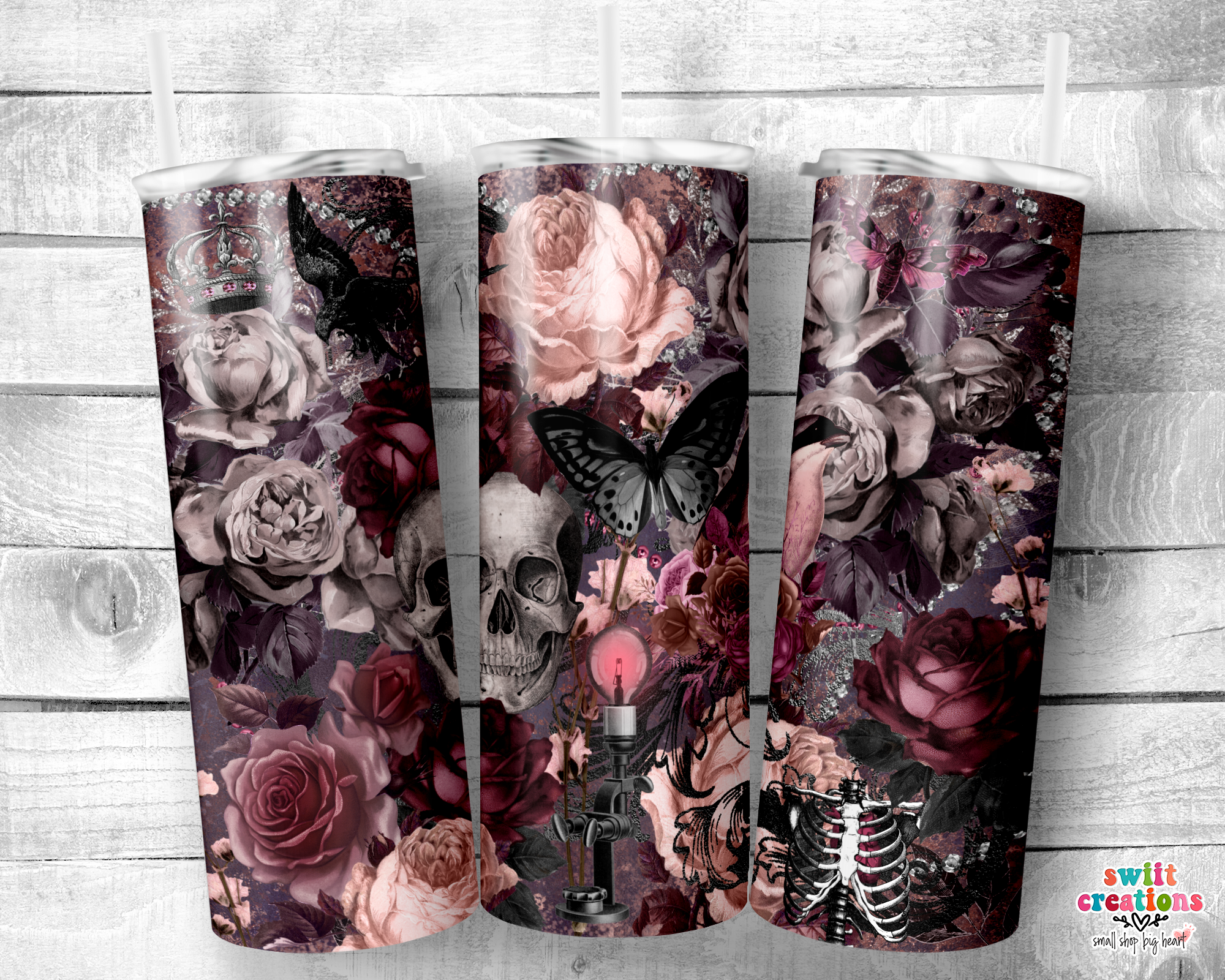 Flower and Skull Tumbler (T176)