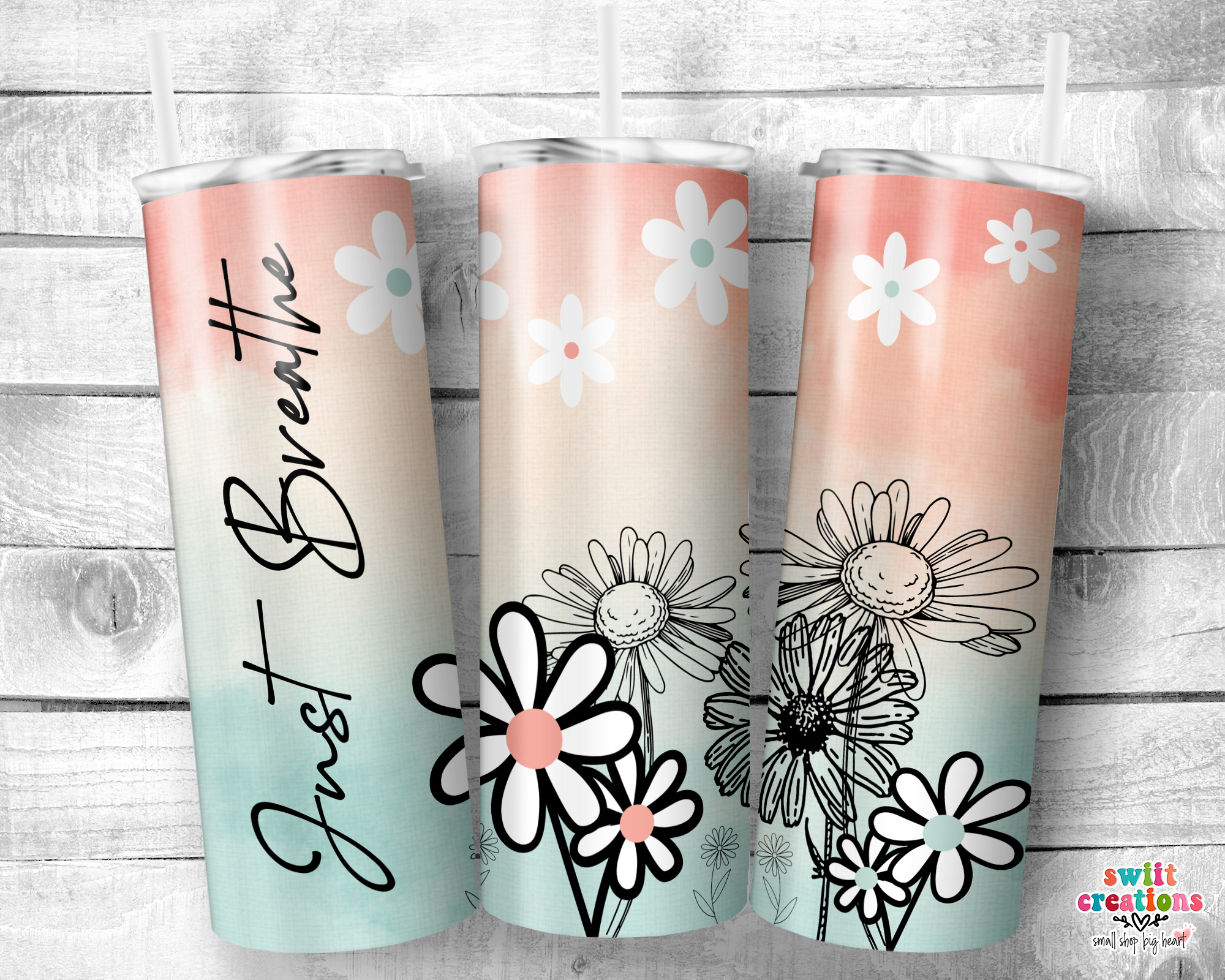 Just Breathe Floral Tumbler (T257)