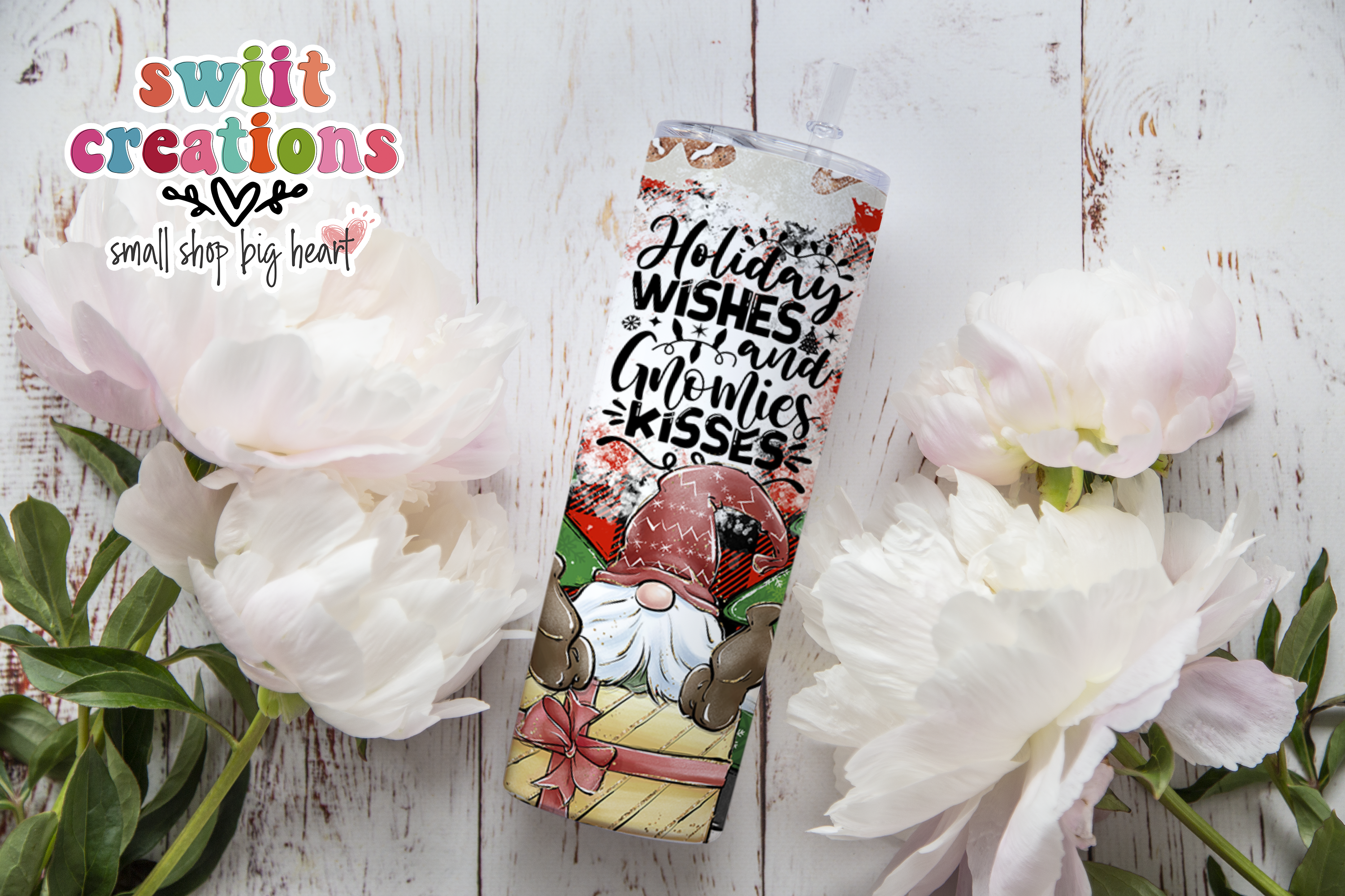 Holiday Wishes and Gnome Kisses Tumbler (T312)