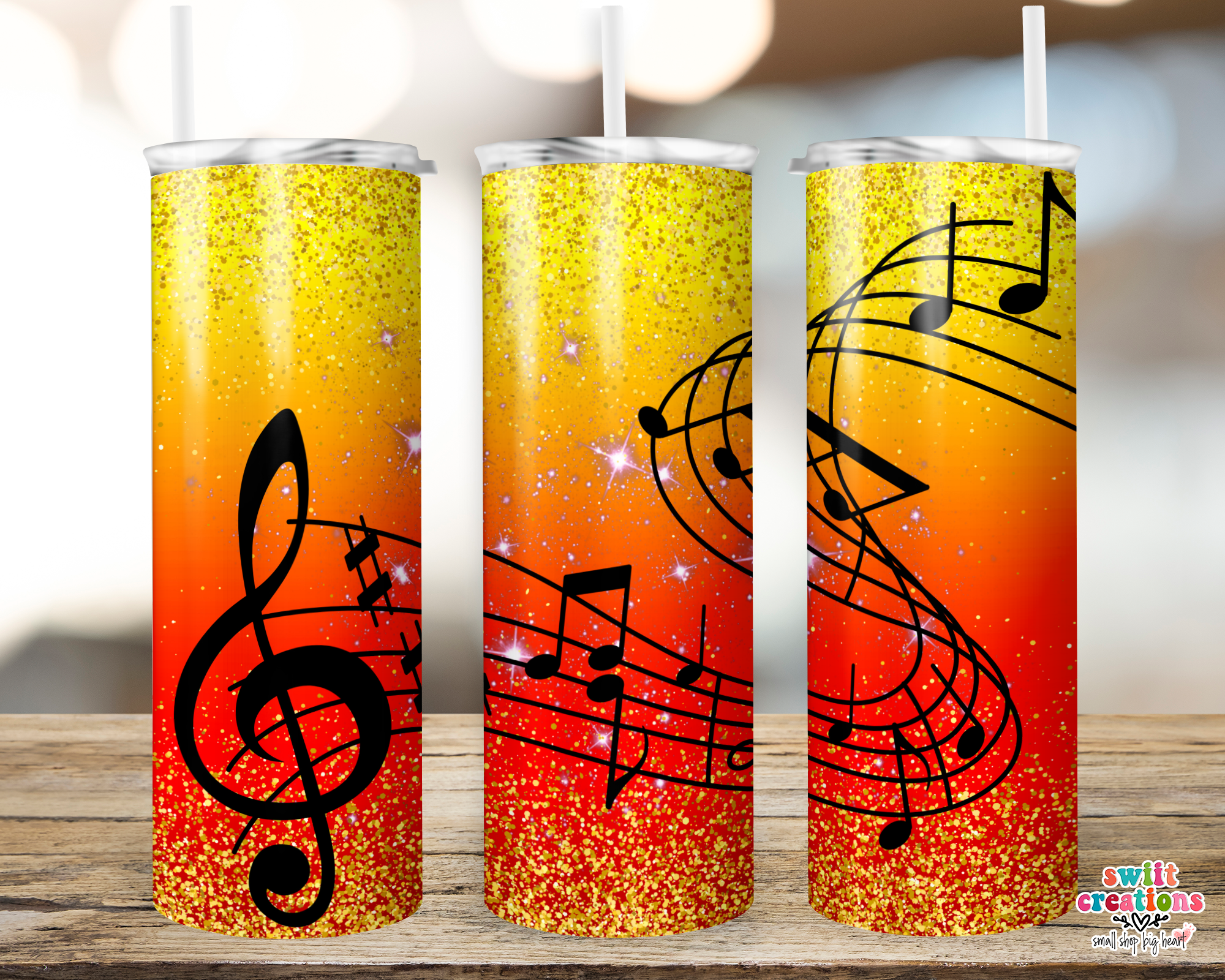 Orange Music Notes Tumbler (T276)