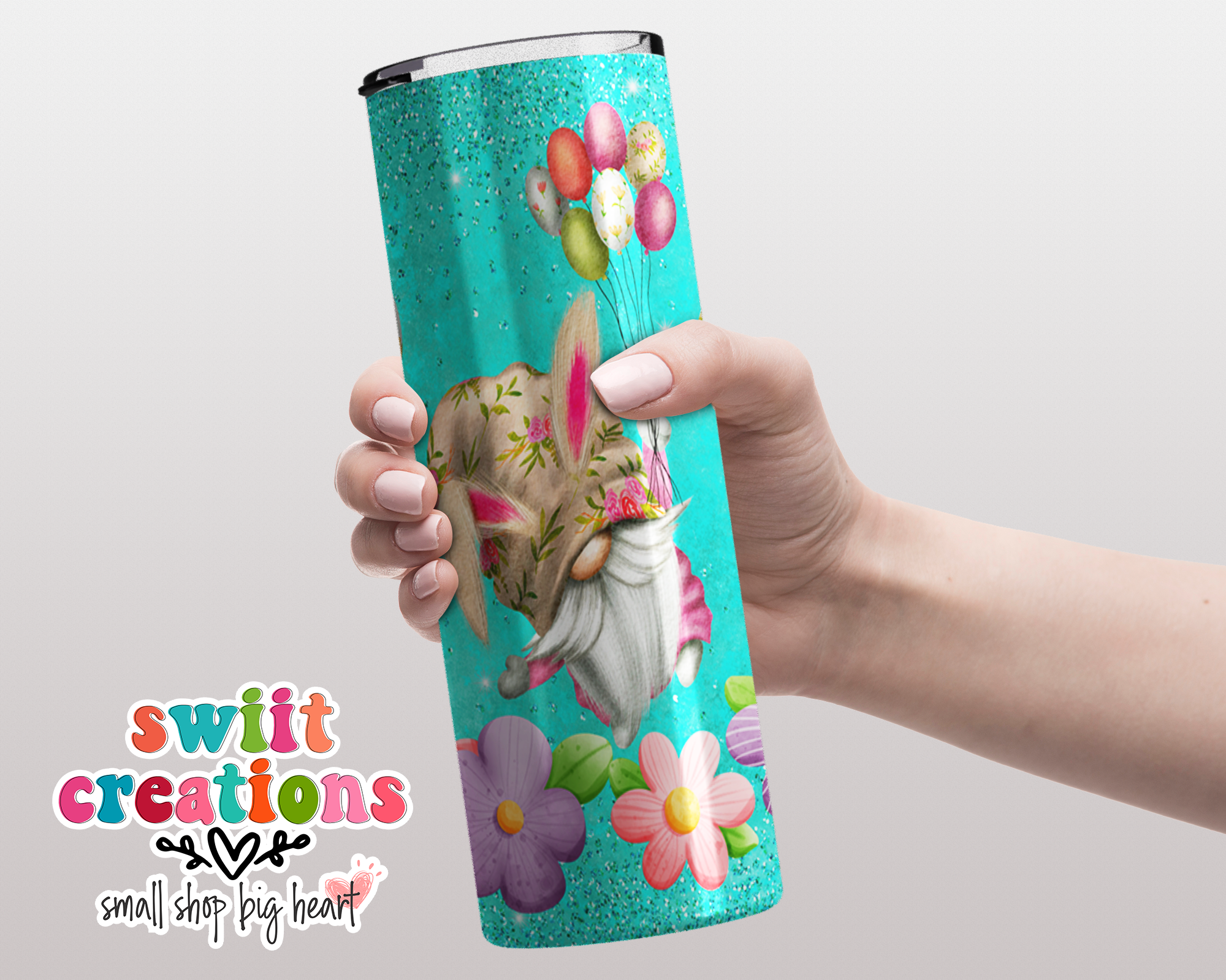 Bunny Gnome with Balloons Tumbler (T152)