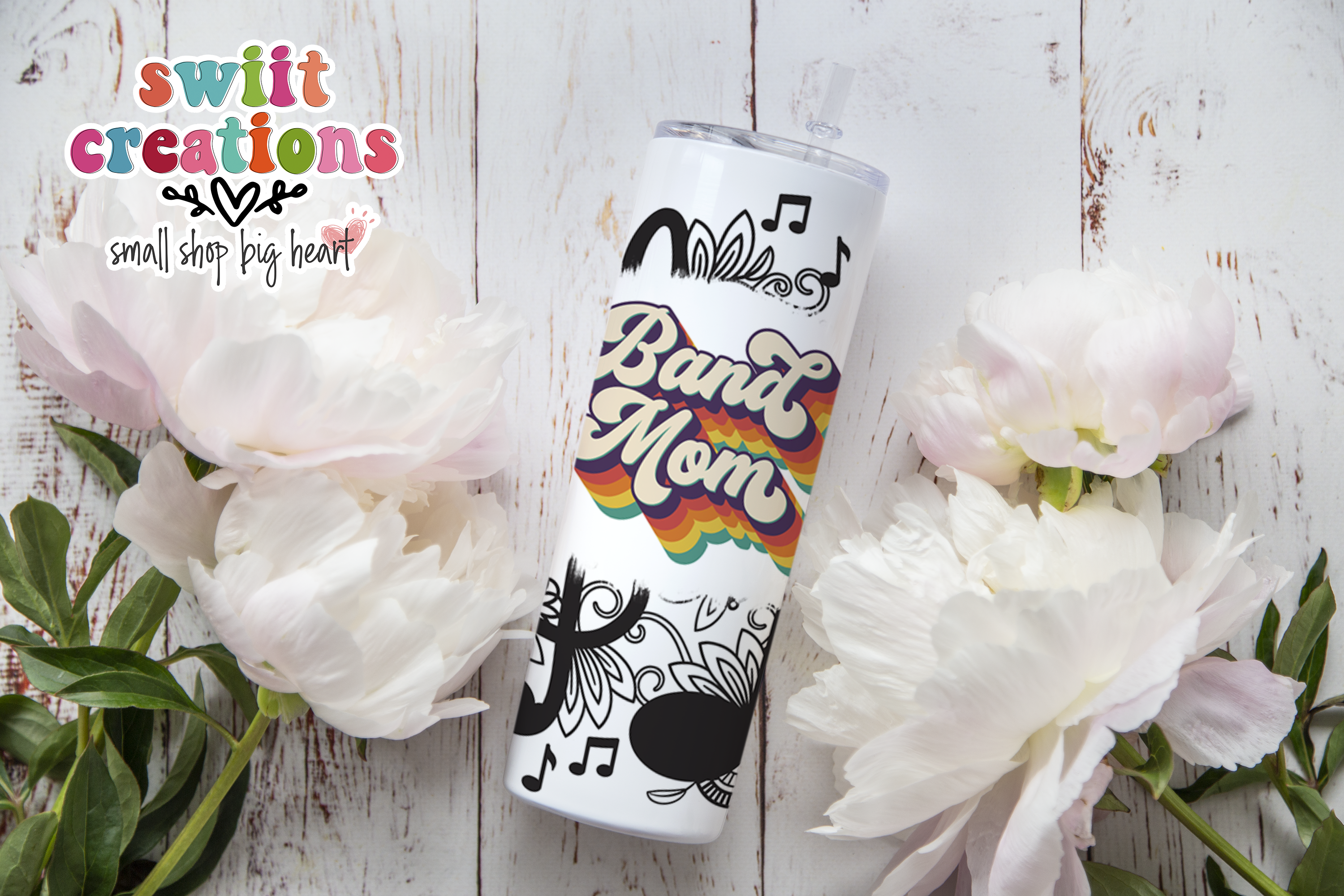Retro Band Mom Music Notes Tumbler (T280)