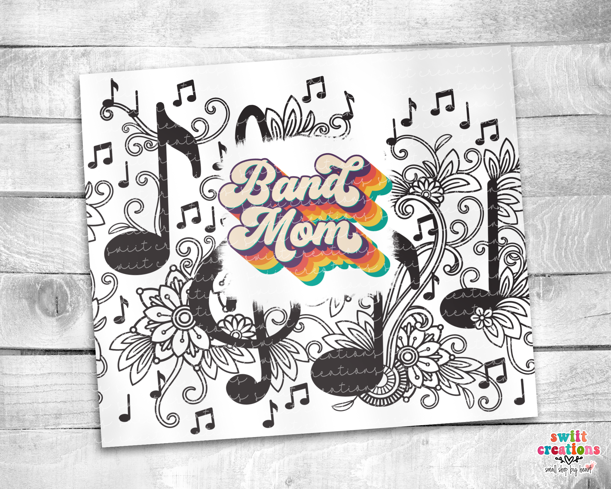 Retro Band Mom Music Notes Tumbler (T280)