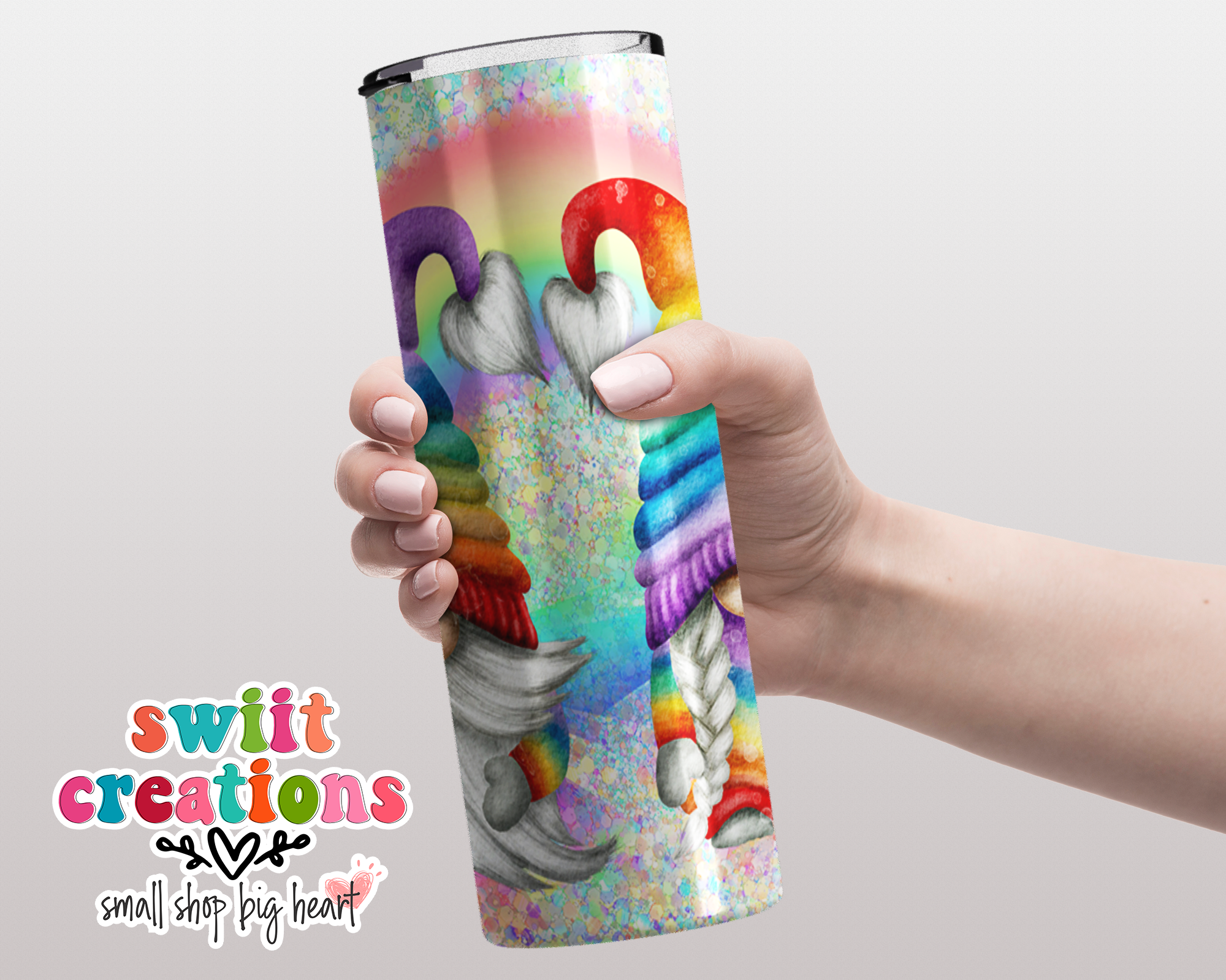 Rainbow Gnome Tumbler (T231)