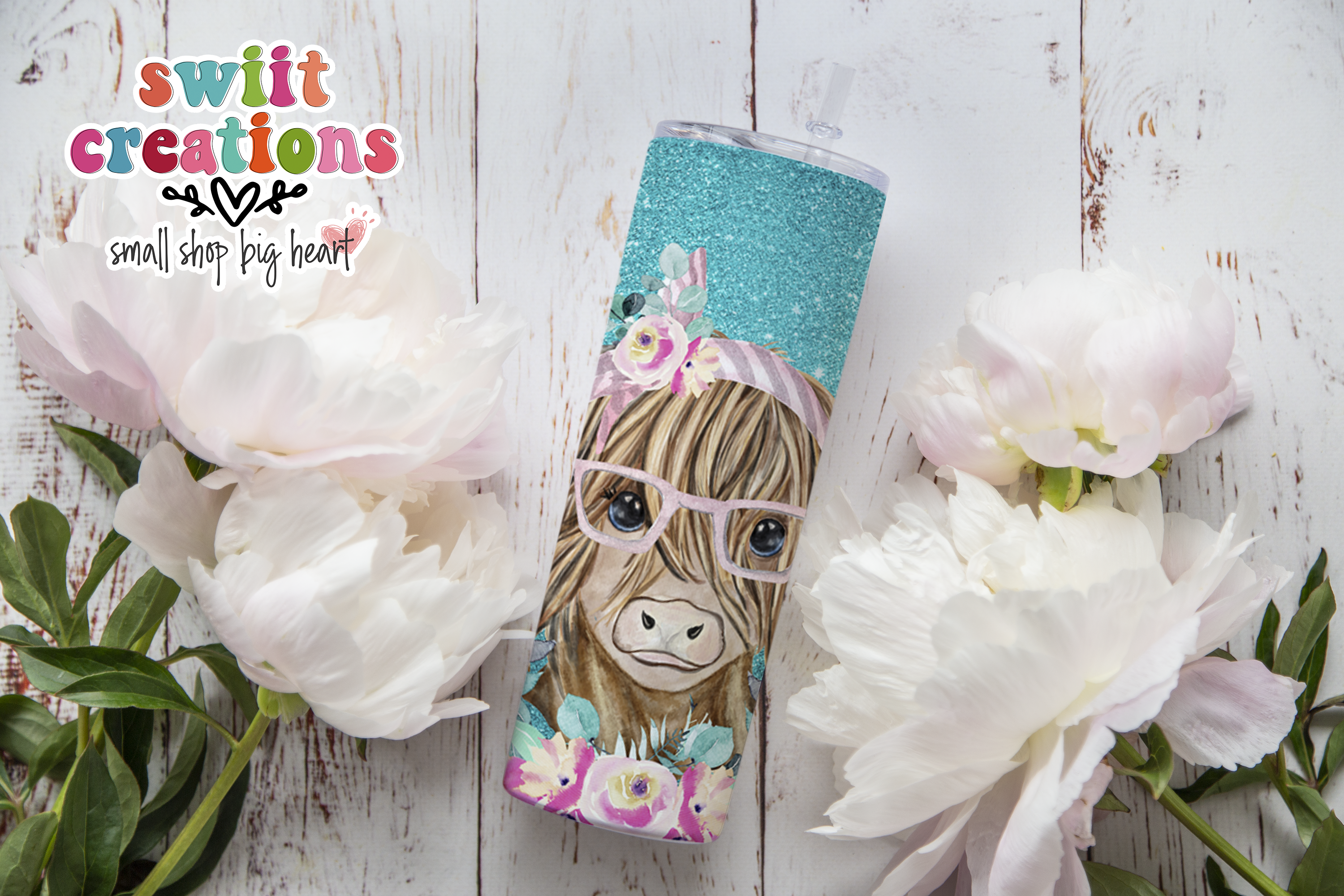 Floral Cow Tumbler (T344)