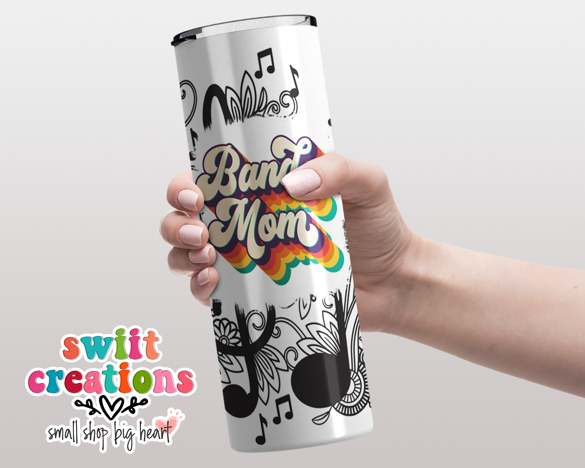 Retro Band Mom Music Notes Tumbler (T280)