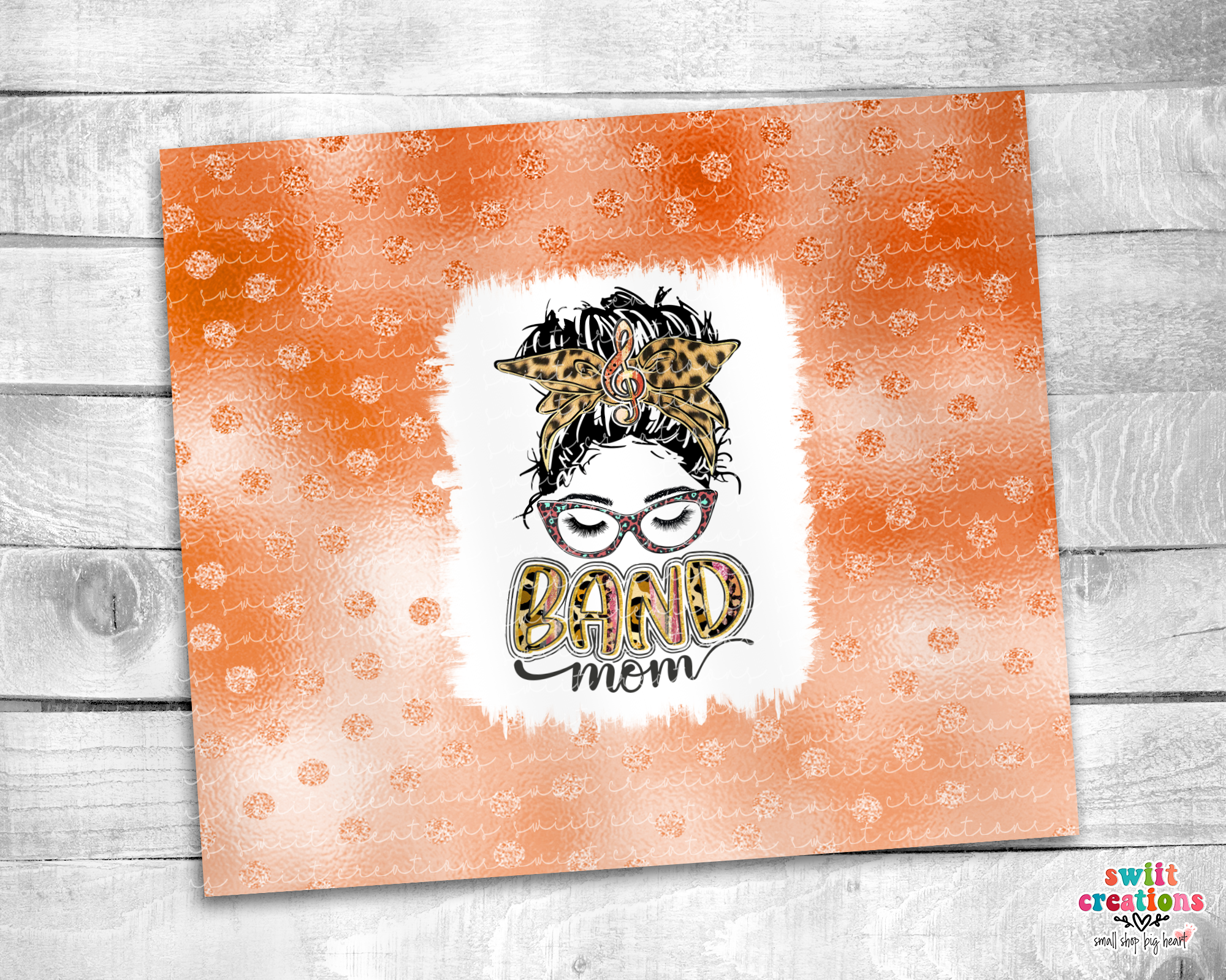 Band Mom Orange Glitter Tumbler (T261)