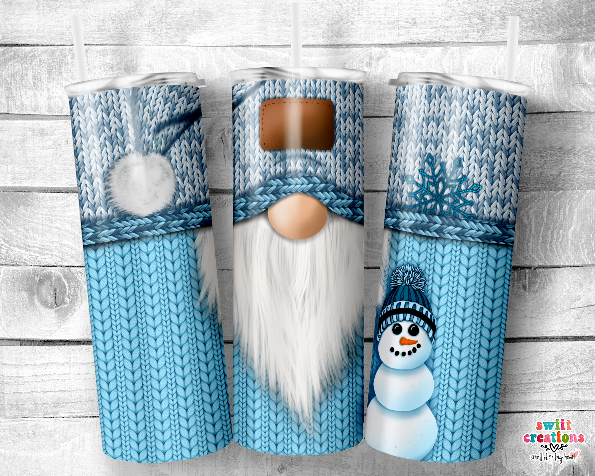 Blue Christmas Gnome Tumbler (T303)