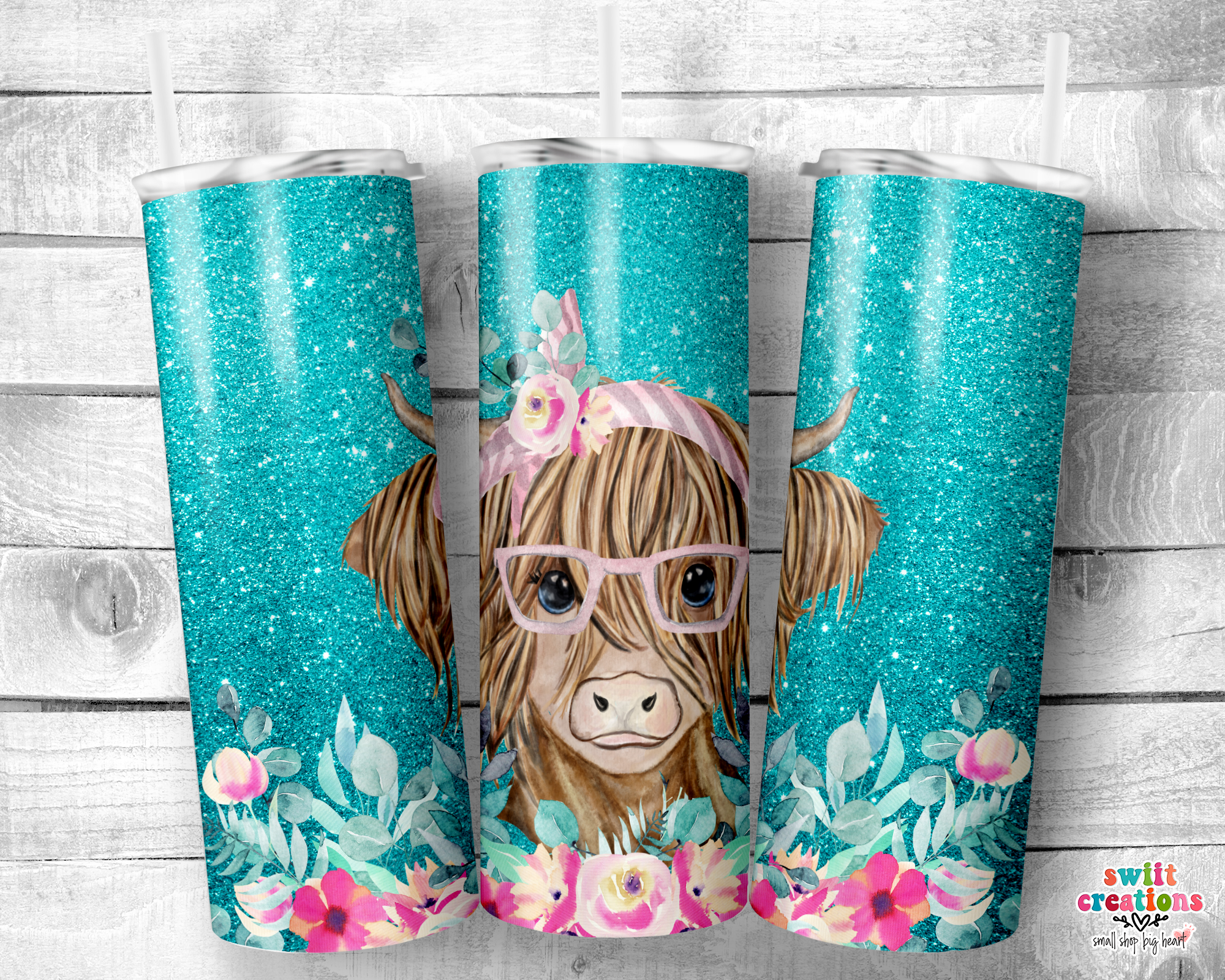 Floral Cow Tumbler (T344)