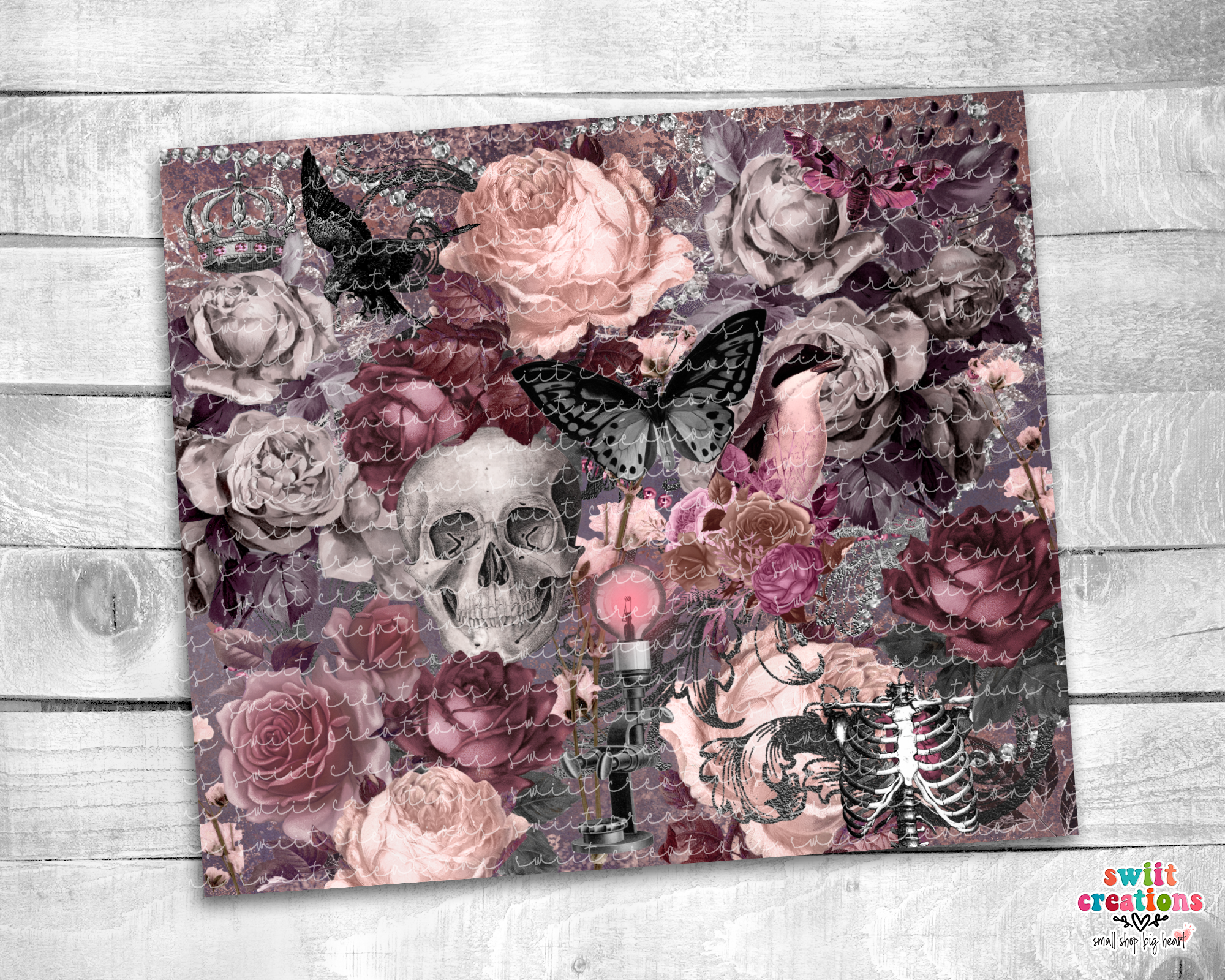 Flower and Skull Tumbler (T176)