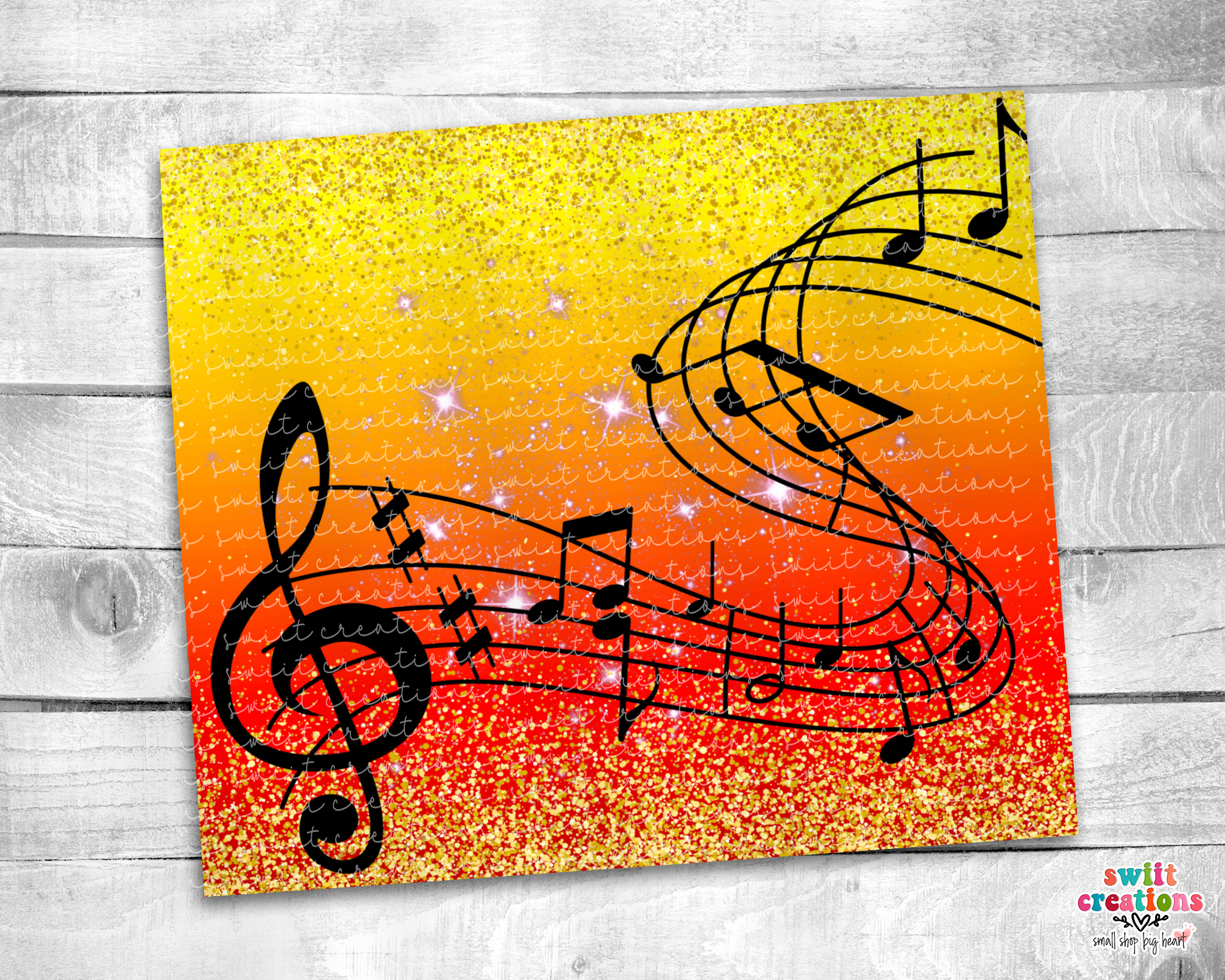 Orange Music Notes Tumbler (T276)