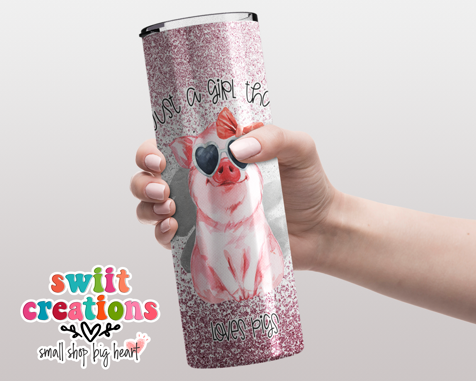 Just a Girl that Loves Pigs Faux Glitter Tumbler (T345)