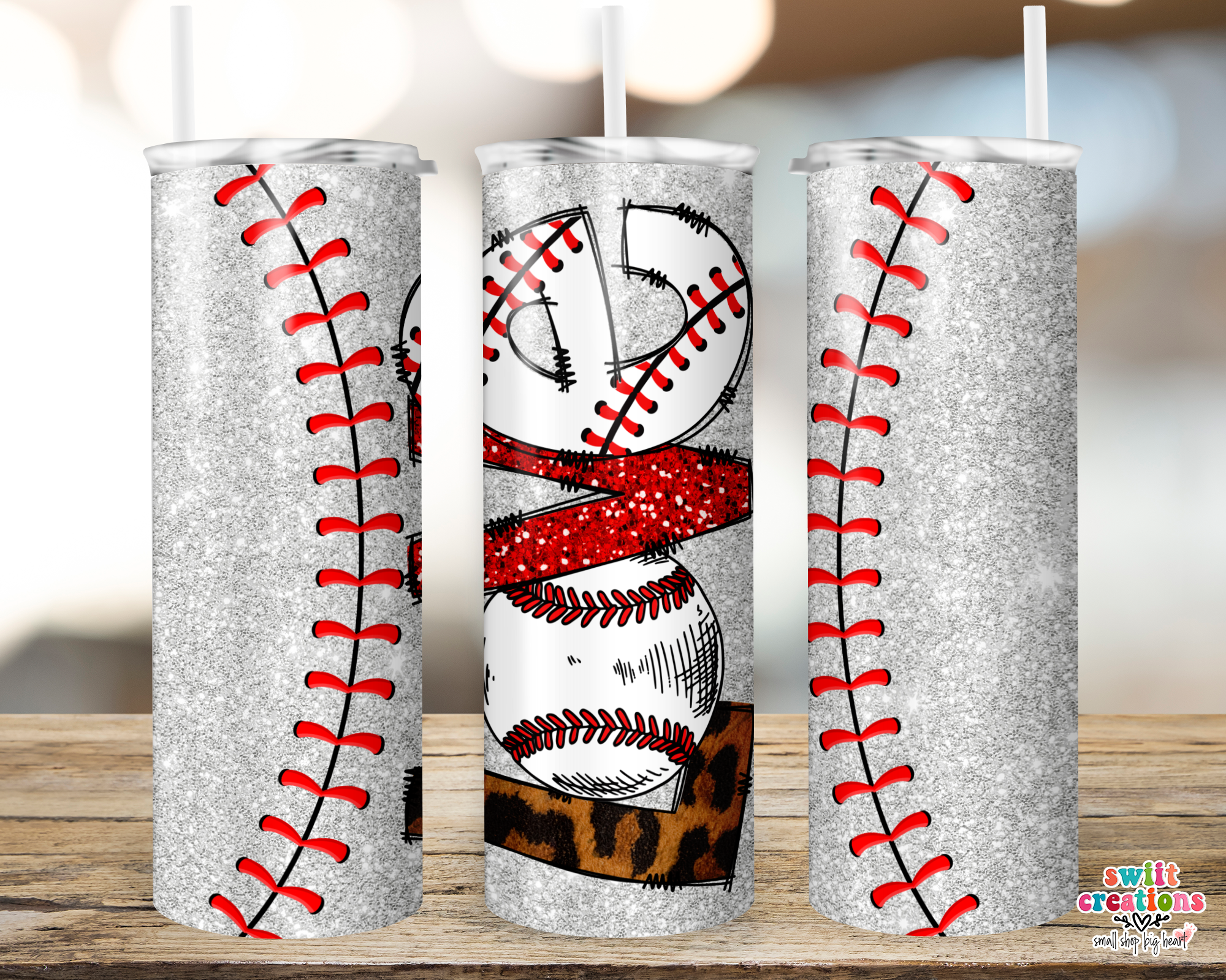 Baseball Love Glitter Tumbler (T385)