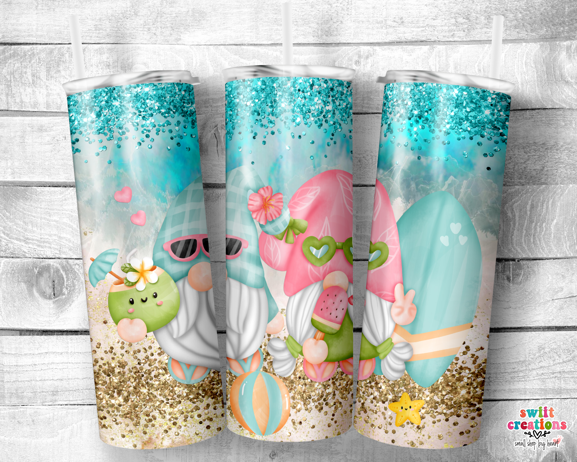 Summer Beach Gnome Tumbler (T228)