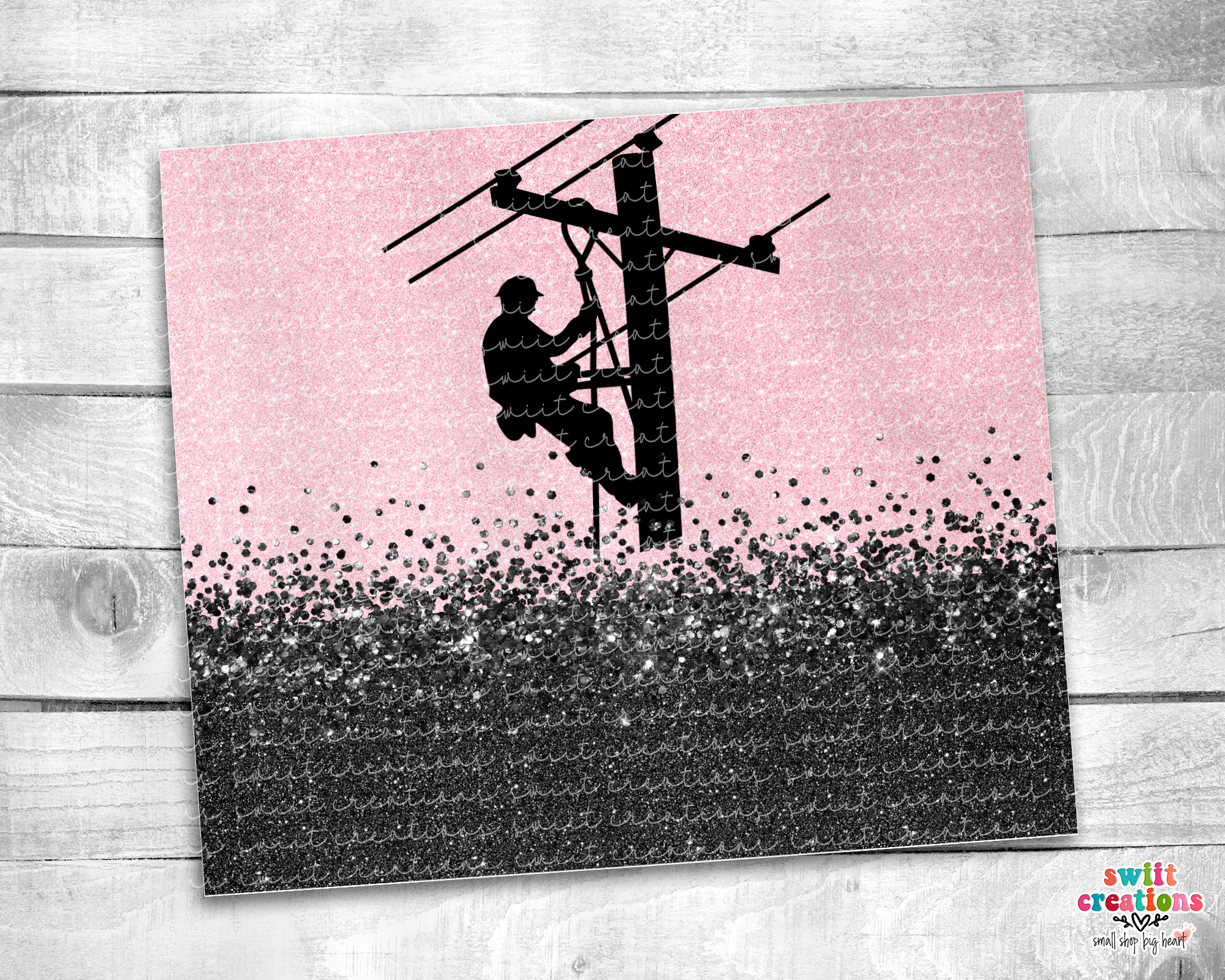 Pink Faux Glitter Lineman Tumbler (T346)