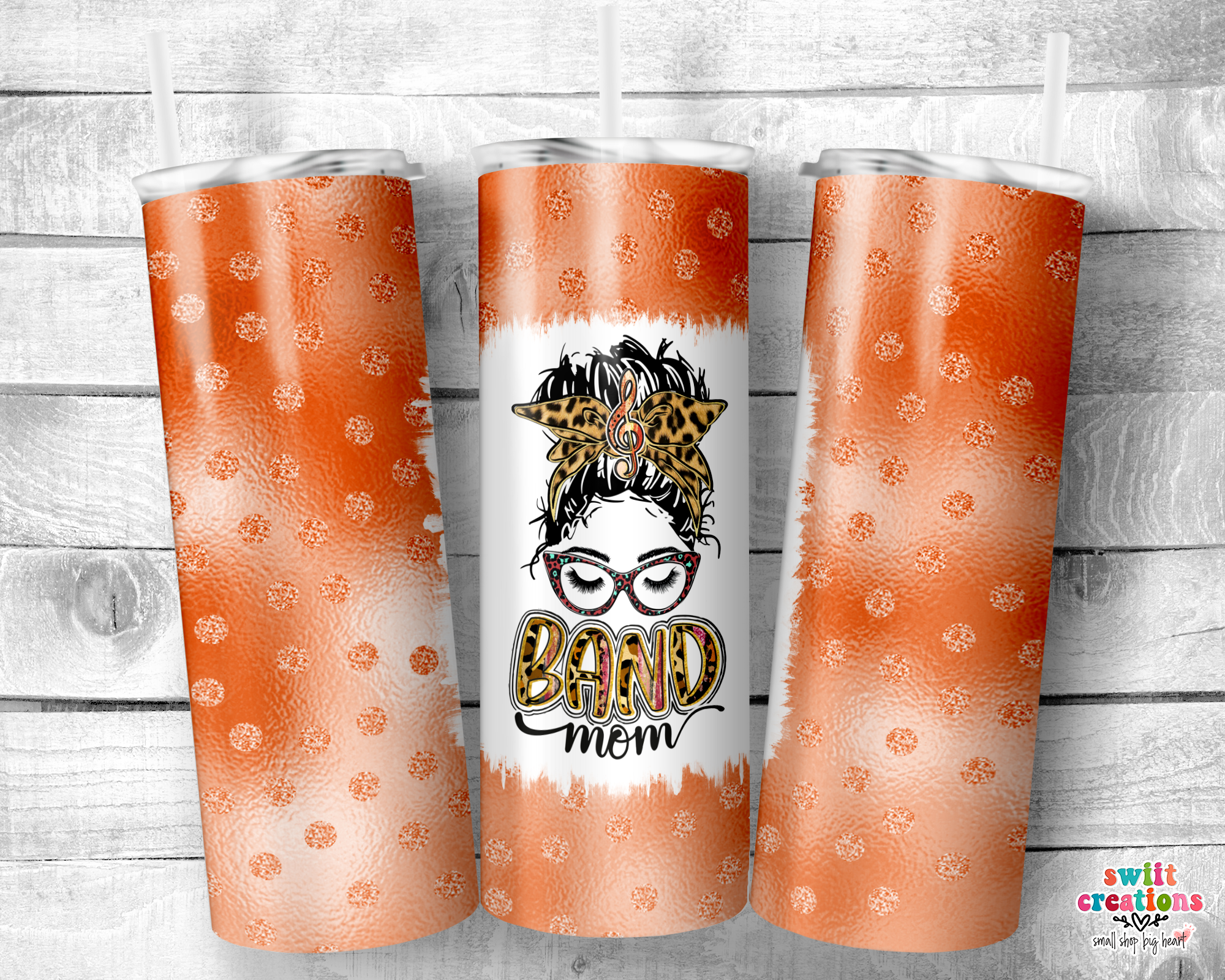 Band Mom Orange Glitter Tumbler (T261)