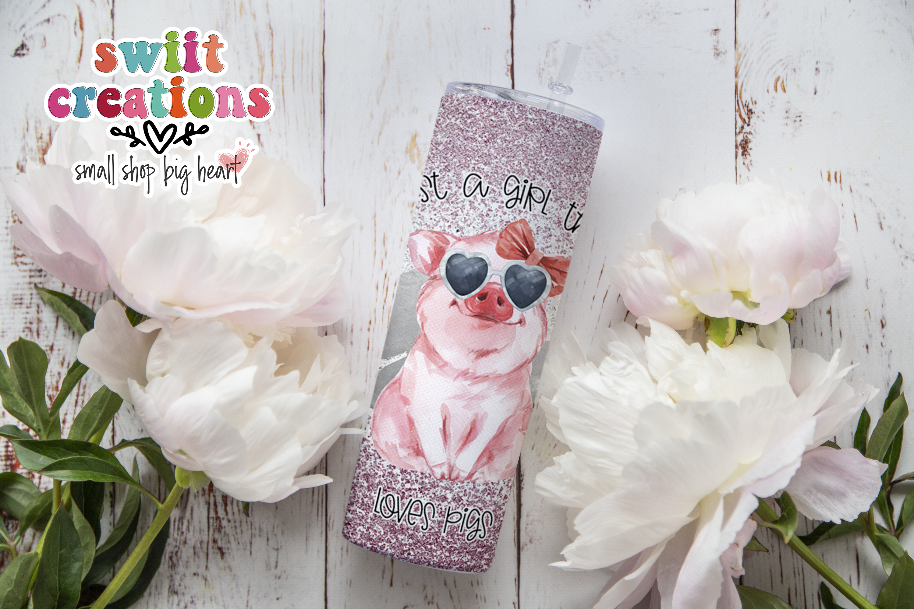 Just a Girl that Loves Pigs Faux Glitter Tumbler (T345)