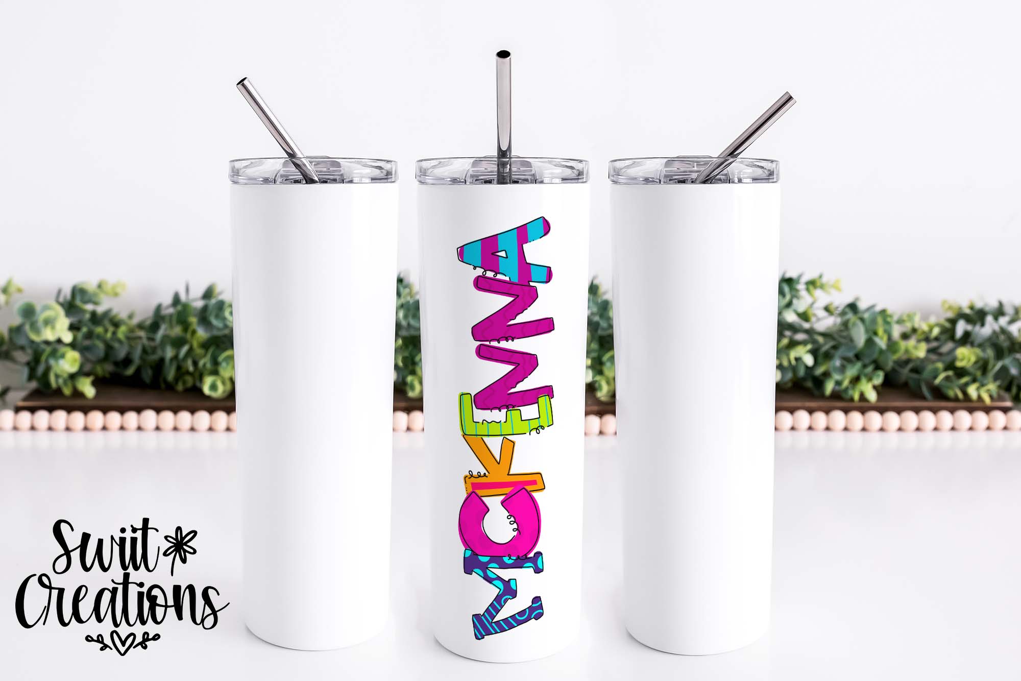 Doodle Font Personalized Tumbler (T051)