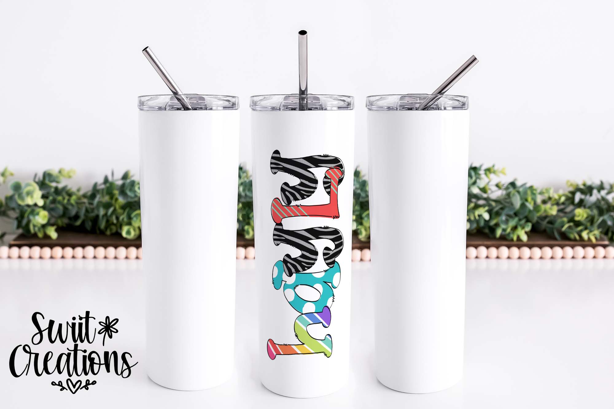 Funky Doodle Font Personalized Tumbler (T083)