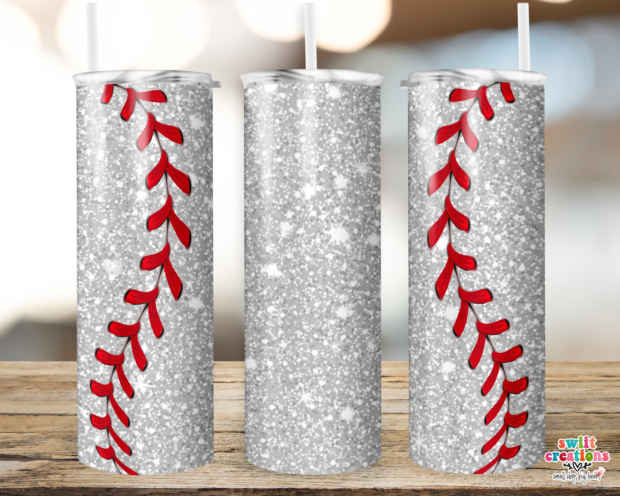 Baseball Faux Glitter Tumbler (T399)