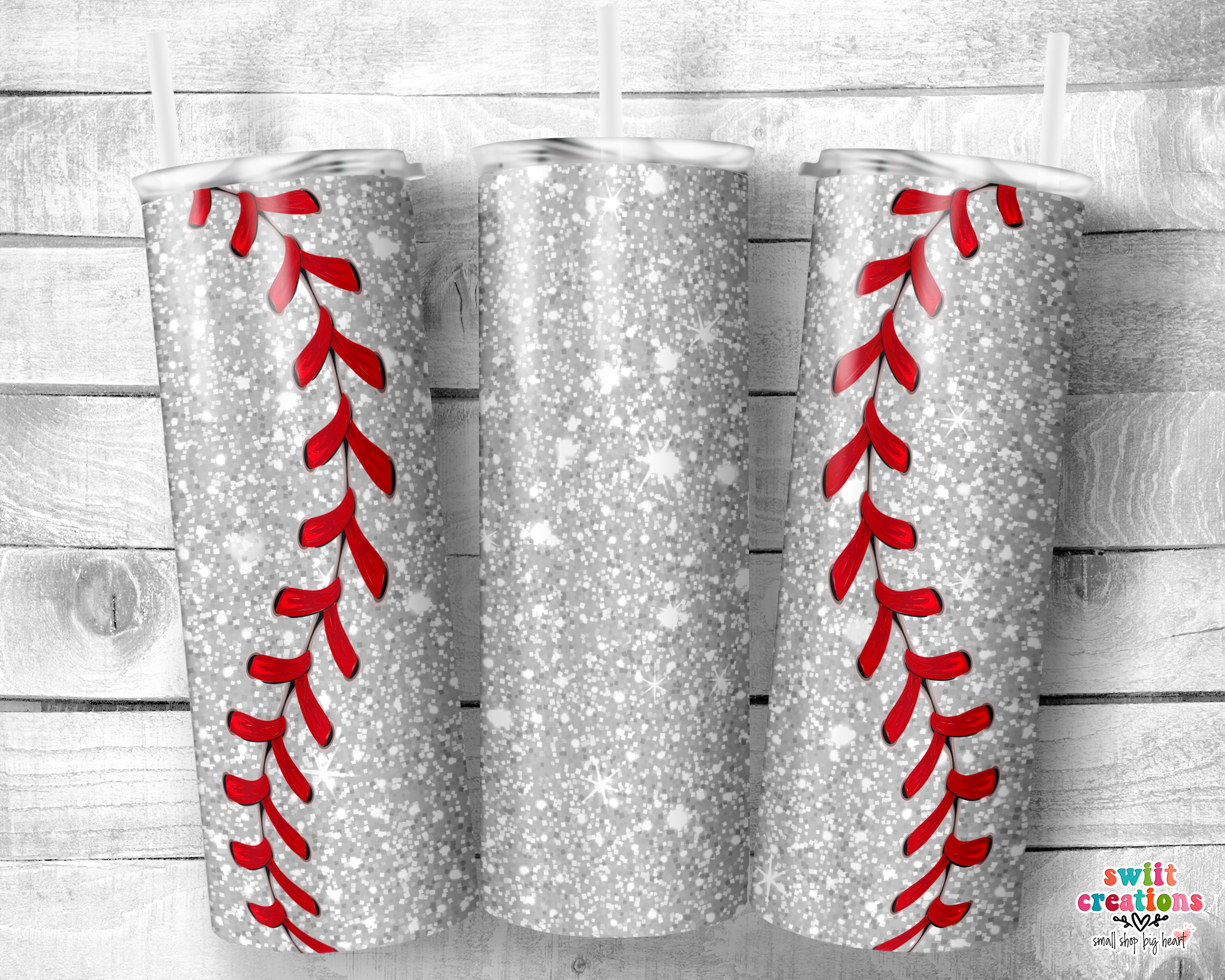 Baseball Faux Glitter Tumbler (T399)