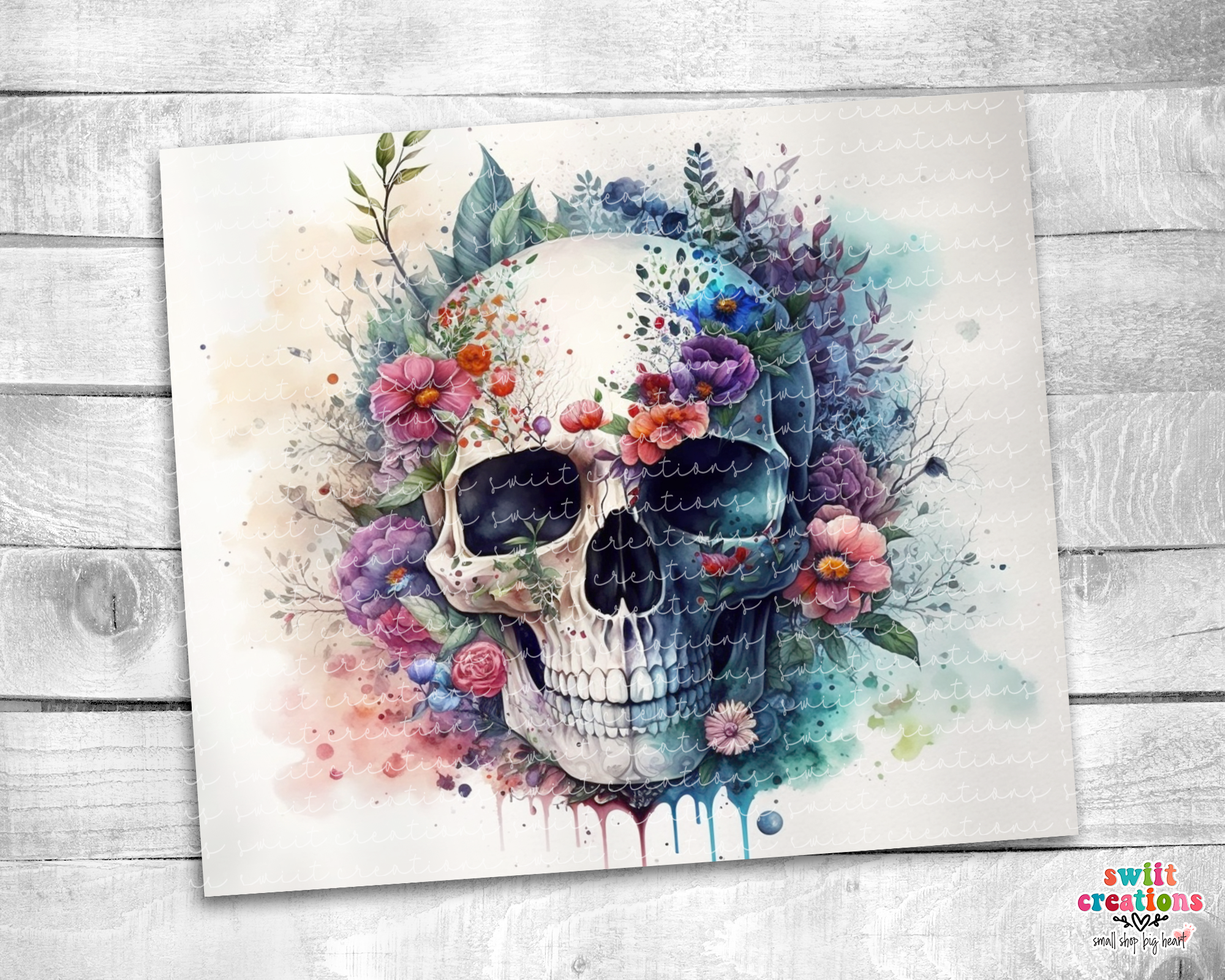 Floral Skull Tumbler (T404)