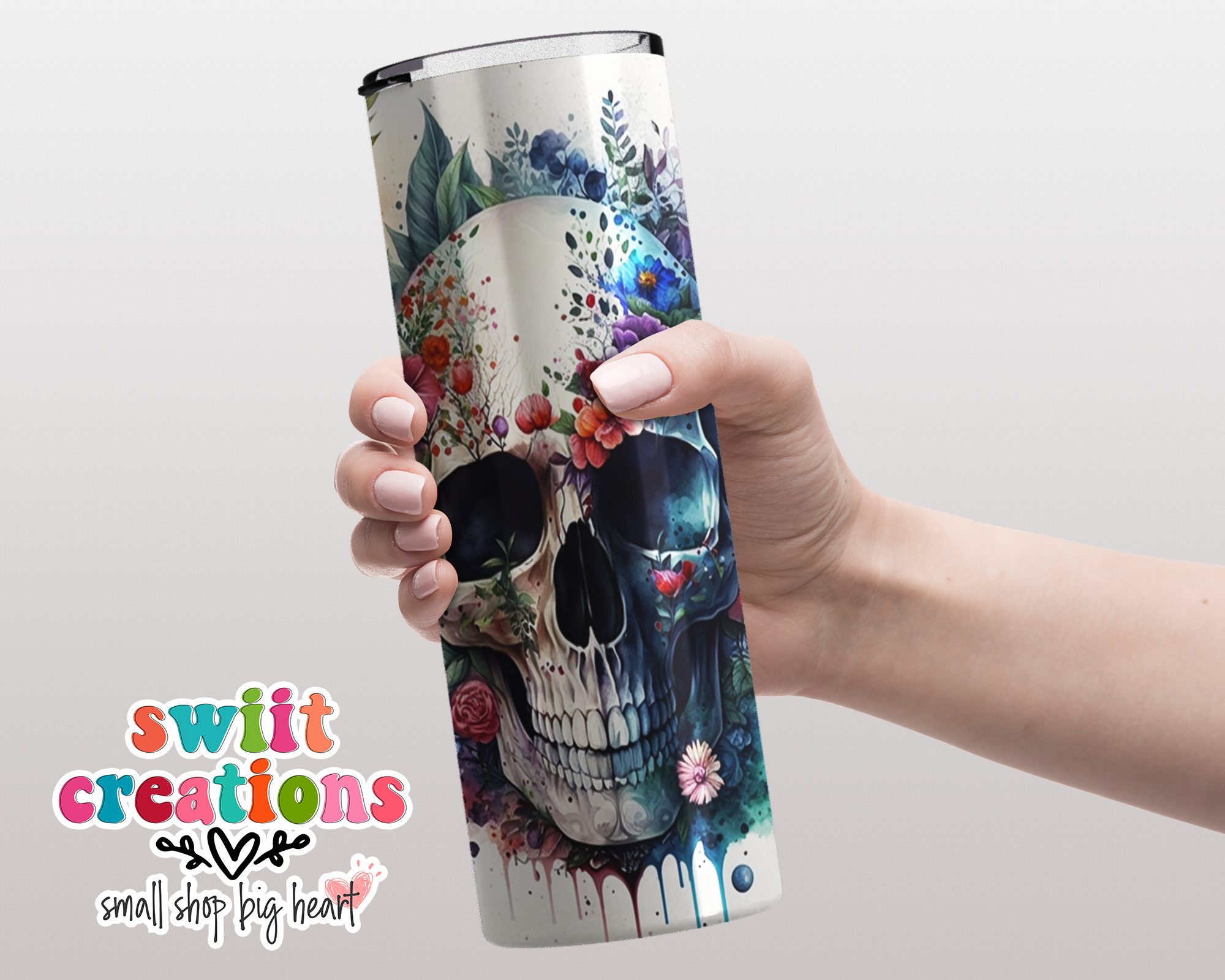 Floral Skull Tumbler (T404)