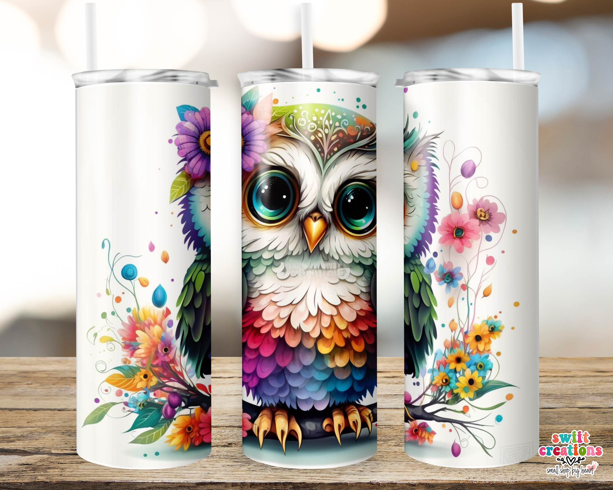 Floral Owl Tumbler (T406)
