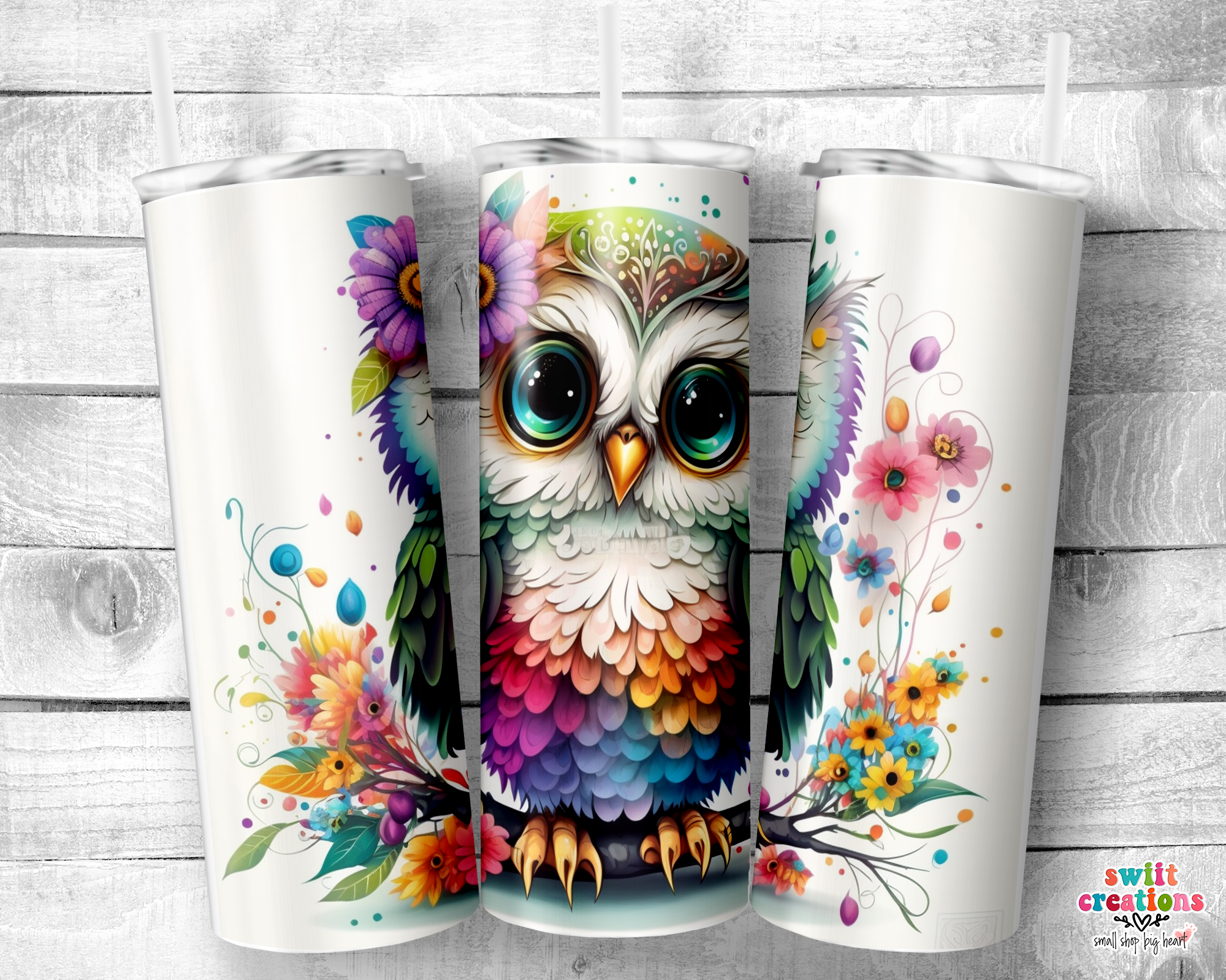Floral Owl Tumbler (T406)