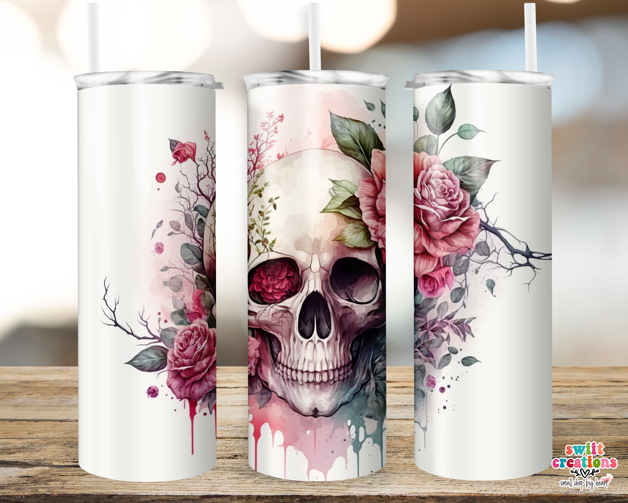 Rose Skull Tumbler (T407)