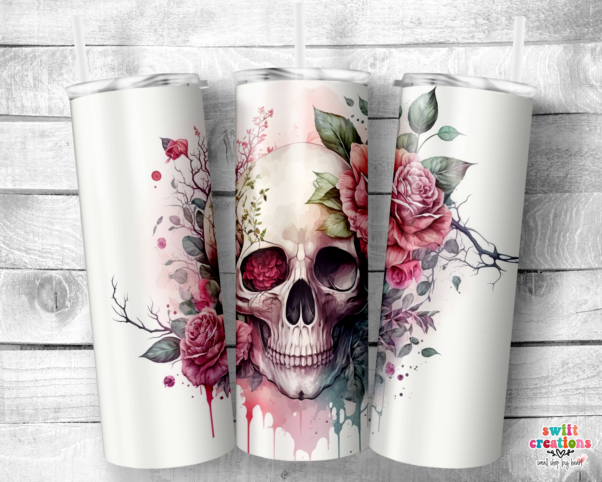 Rose Skull Tumbler (T407)