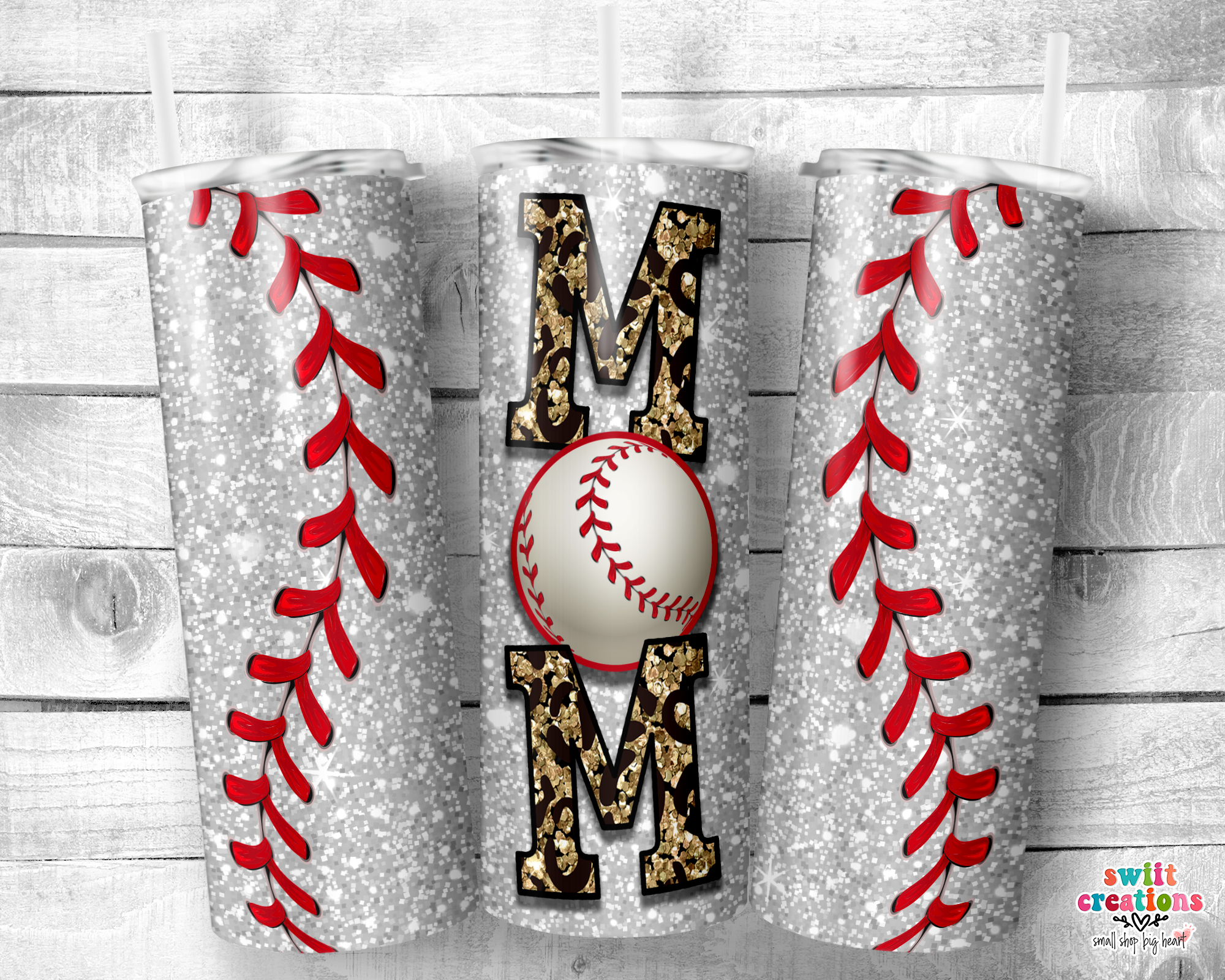 Baseball Mom Glitter Tumbler (T270)
