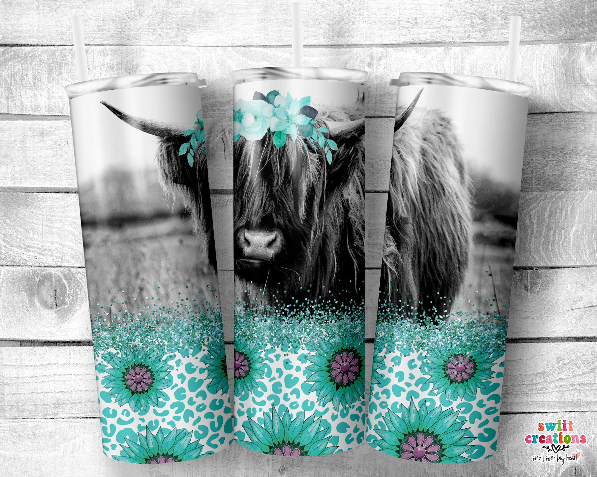 Floral Cow Tumbler (T379)