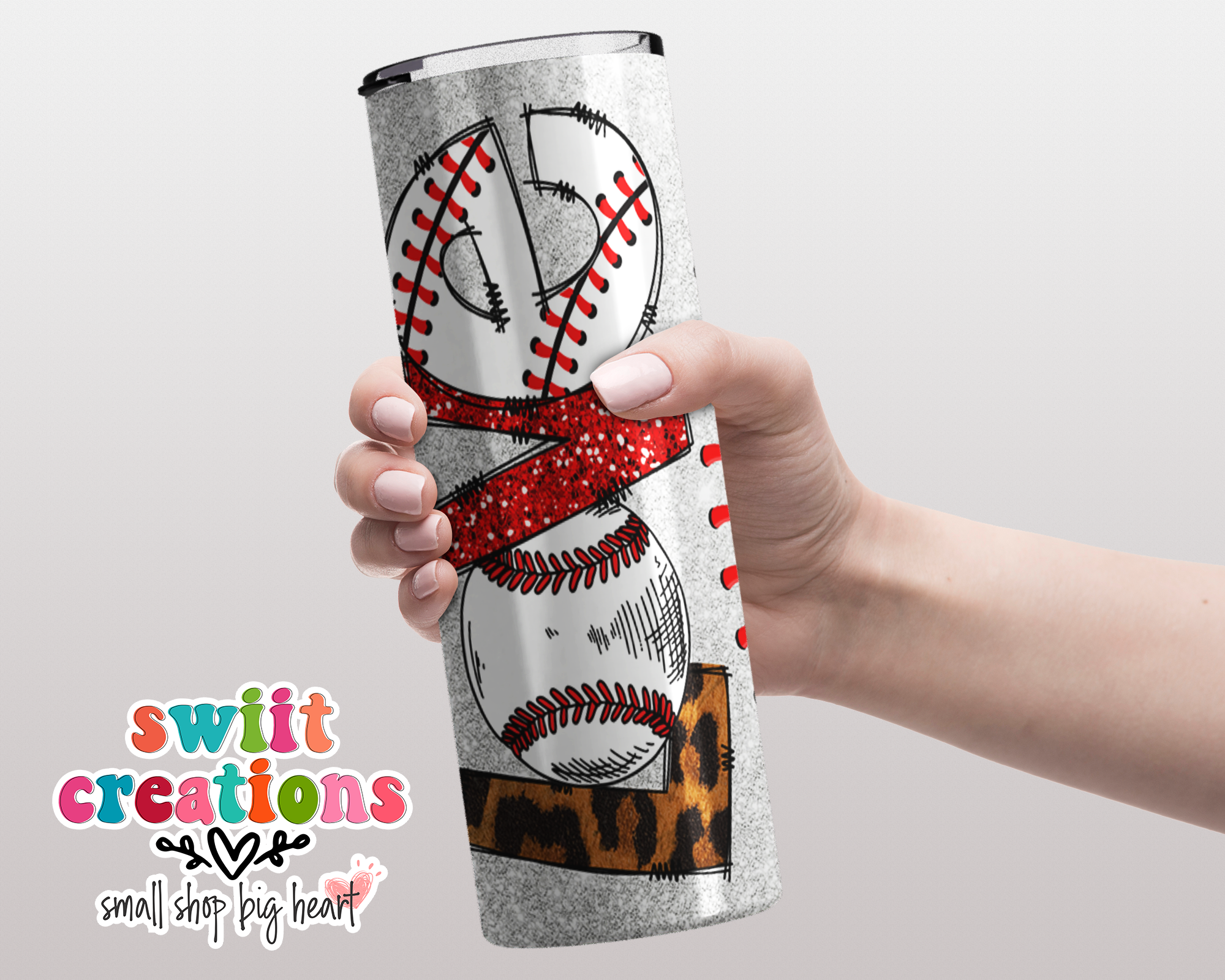 Baseball Love Glitter Tumbler (T385)