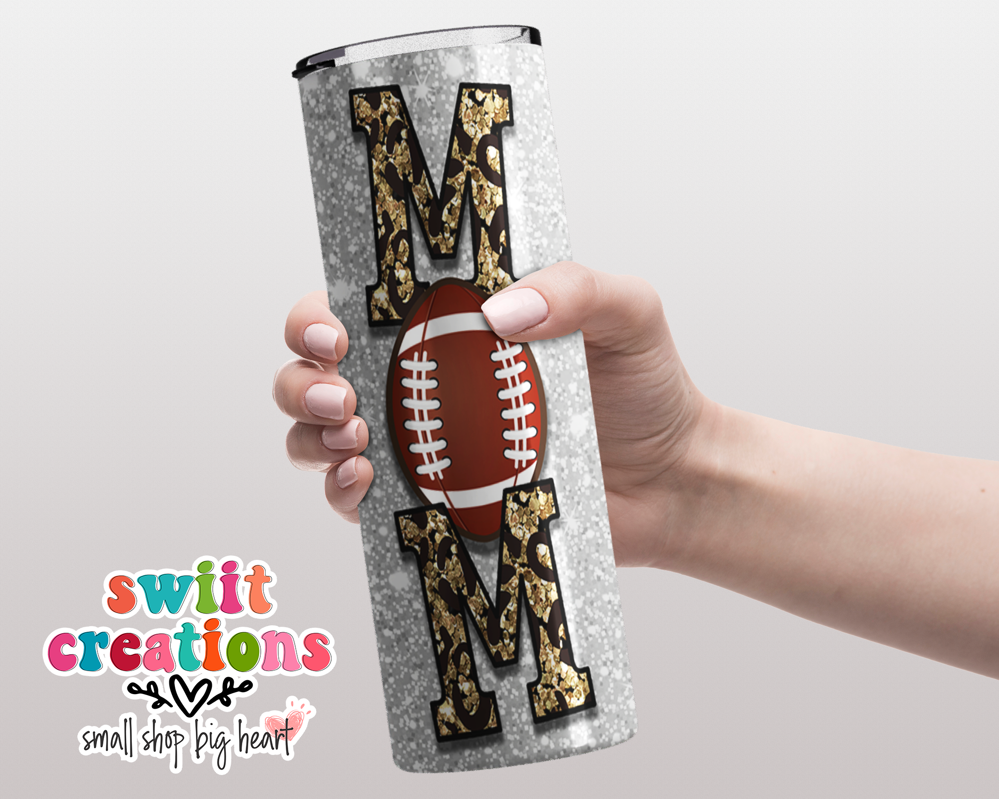 Football Mom Glitter Tumbler (T271)
