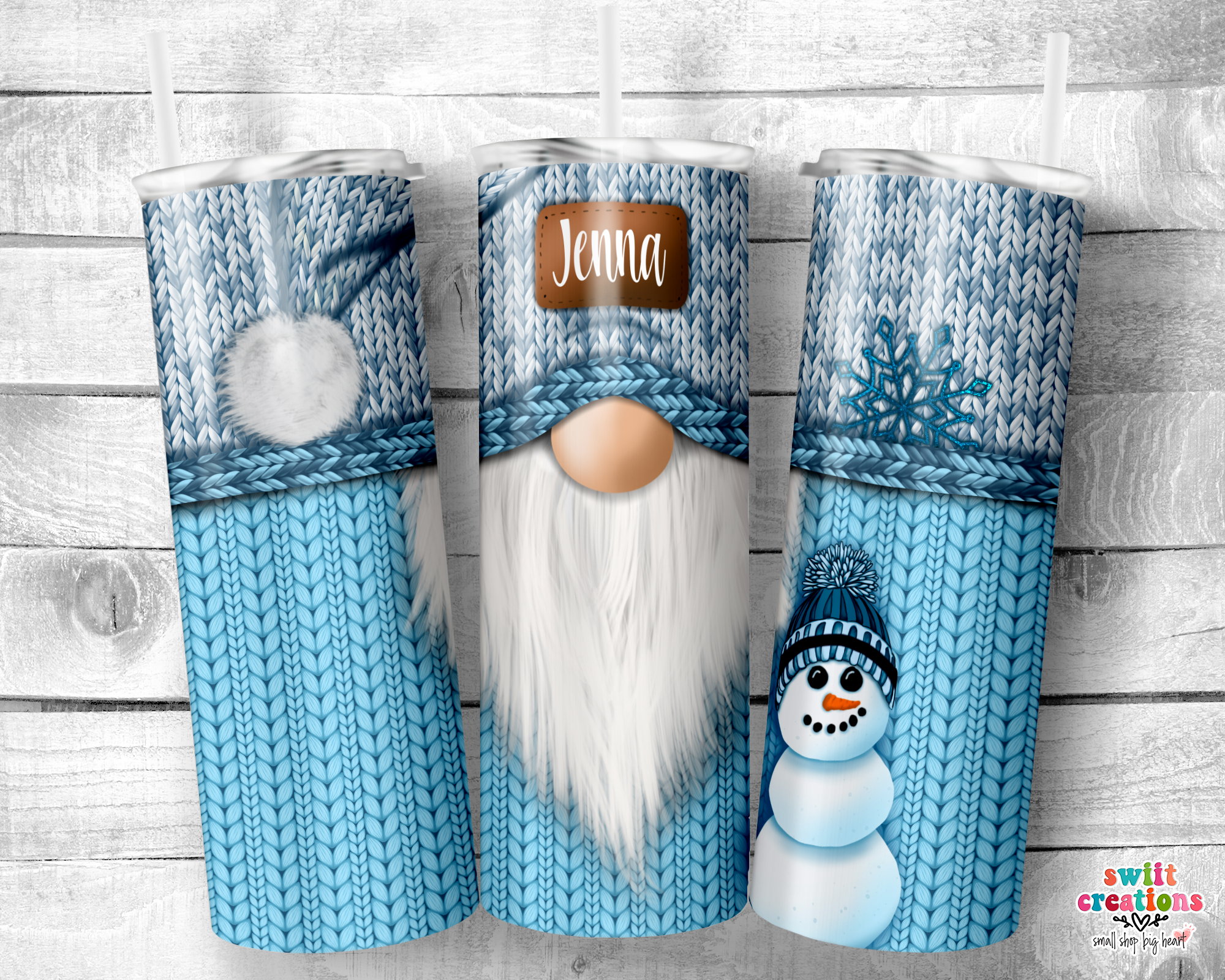 Blue Christmas Gnome Tumbler (T303)