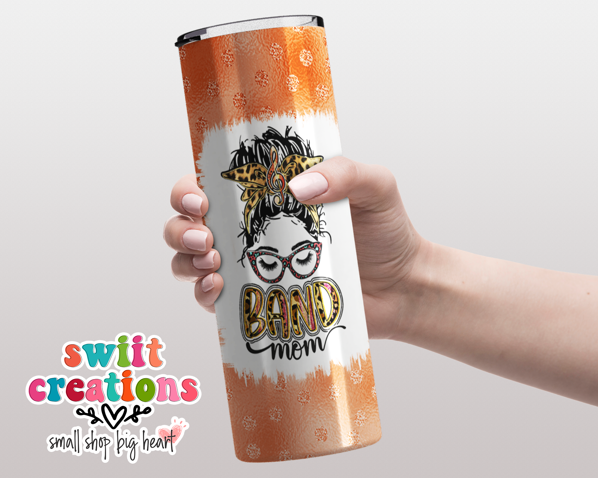 Band Mom Orange Glitter Tumbler (T261)