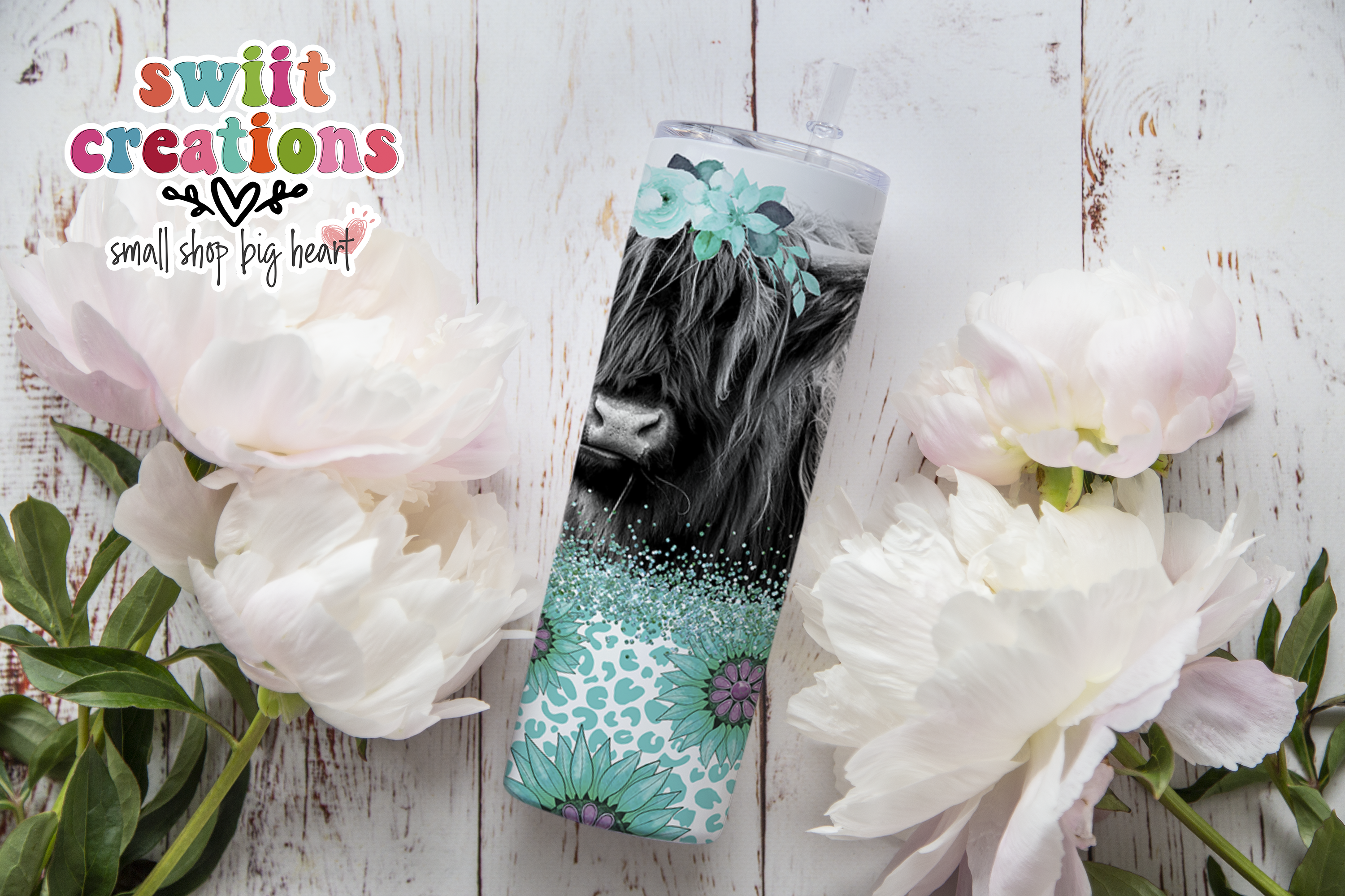 Floral Cow Tumbler (T379)